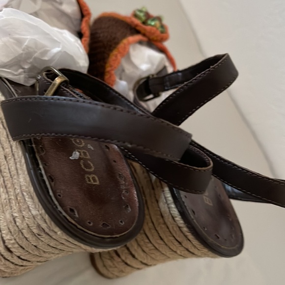 Y2k BCBG CROCHET Wedge Espadrilles Ankle wrap sandals 8 - Picture 5 of 11